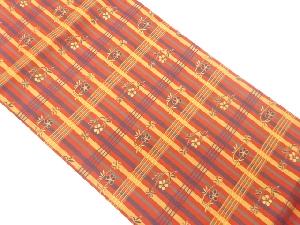 縞に小花模様織出し名古屋帯